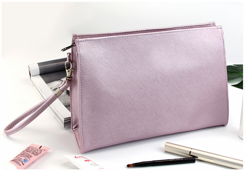Solid Color Embroidery Log 26*8*16cm Cosmetic Makeup Bag
