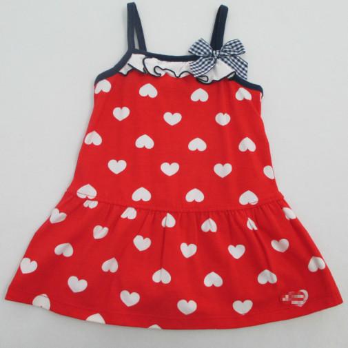 Hearts Print Cotton Jersey Pretty Baby Girl Dresses Baby Girl Spaghetti Straps