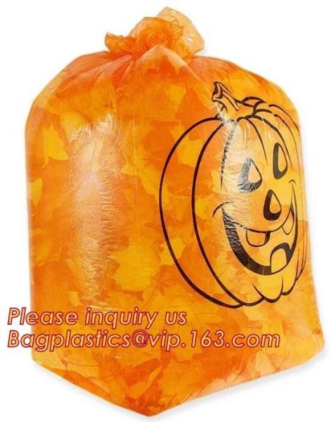 disposable Halloween Pumpkin Leaf Trash Bags Set 4 Orange Yard Decor Party Jack-O-Lantern,halloween pumpkin bag/ Hallowe
