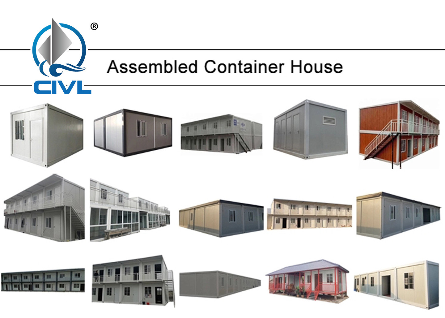 White / Gray Prefabricated Container House , Prefab Modern Modular Container Houses