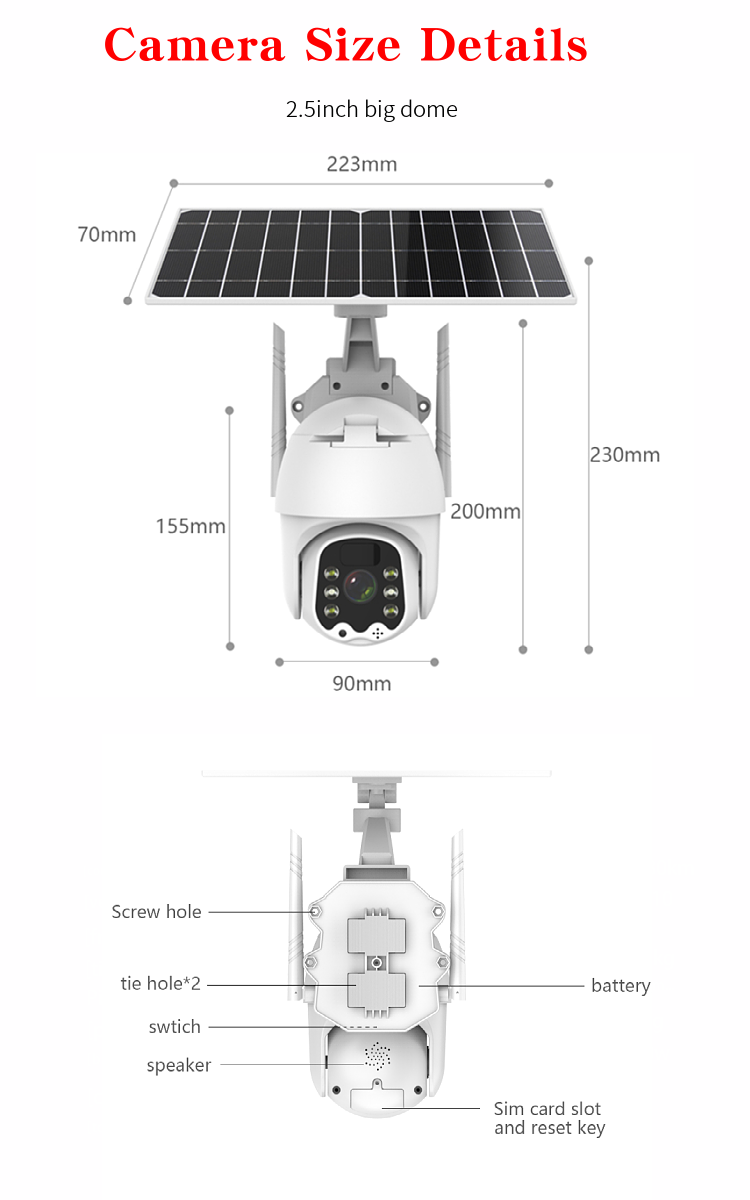 Outdoor PTZ 1080P 2 Way Audio Surveillance Cam Solar Power Wifi Sim Card Solar Camera No Reviews Yet