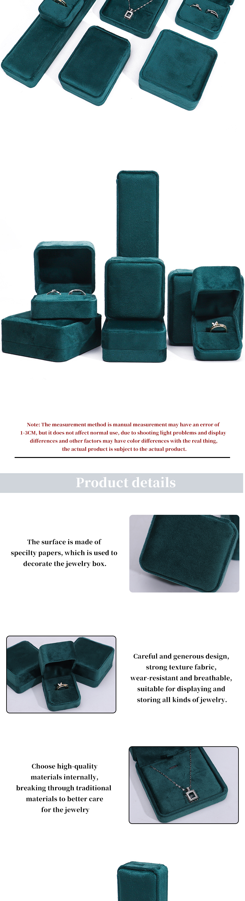 Wholesale Manufacturing Luxury Jewellery Box packaging Personalized Custom logo high end Dark green Necklace Bracelet Earrings Ring Packaging Velvet