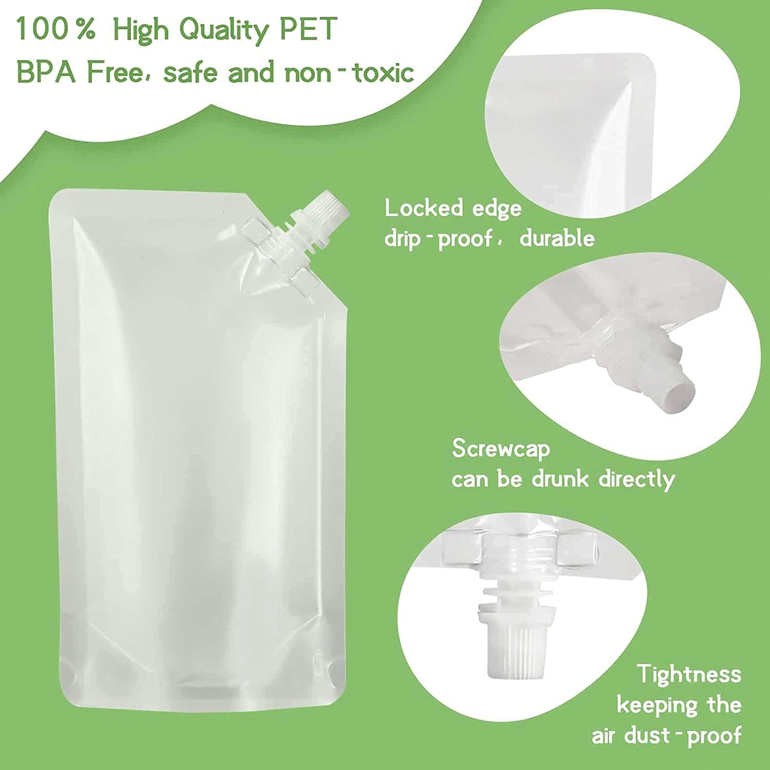 Custom Printed Logo Drink Spout Pouch Plastic Foldable Food Grade Stand Up Liquid Pouch With Handle