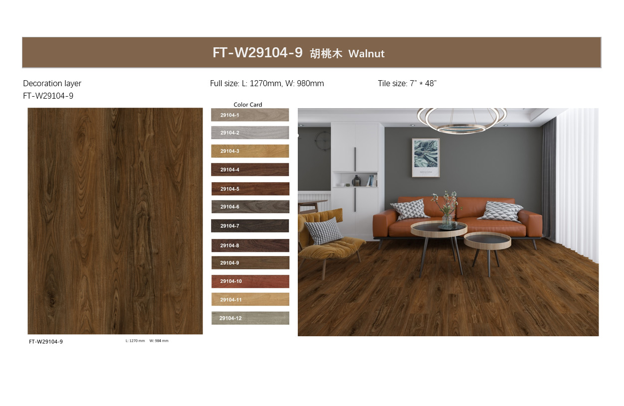 Brown Walnut Stone Composite Waterproof SPC 5mm Click GKBM FT-W29104-9