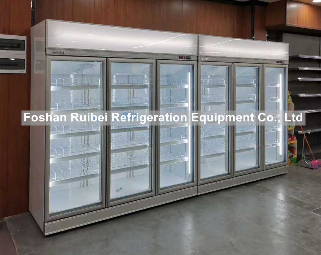 Glass Door Upright Display Freezer with CE