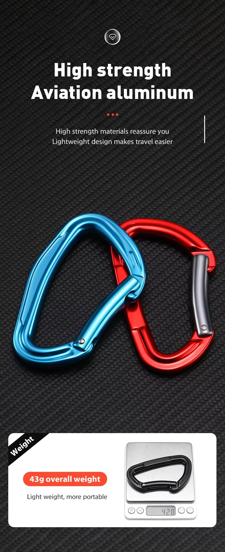 Performance 22-24 KN Carabiner Hook 7075 Aluminum Carabiner Climbing Safety Snap Hook