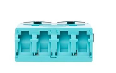 Quad/duplex LC optical fiber adapter with Internal Shutter, designed for Dust and Laser Protection