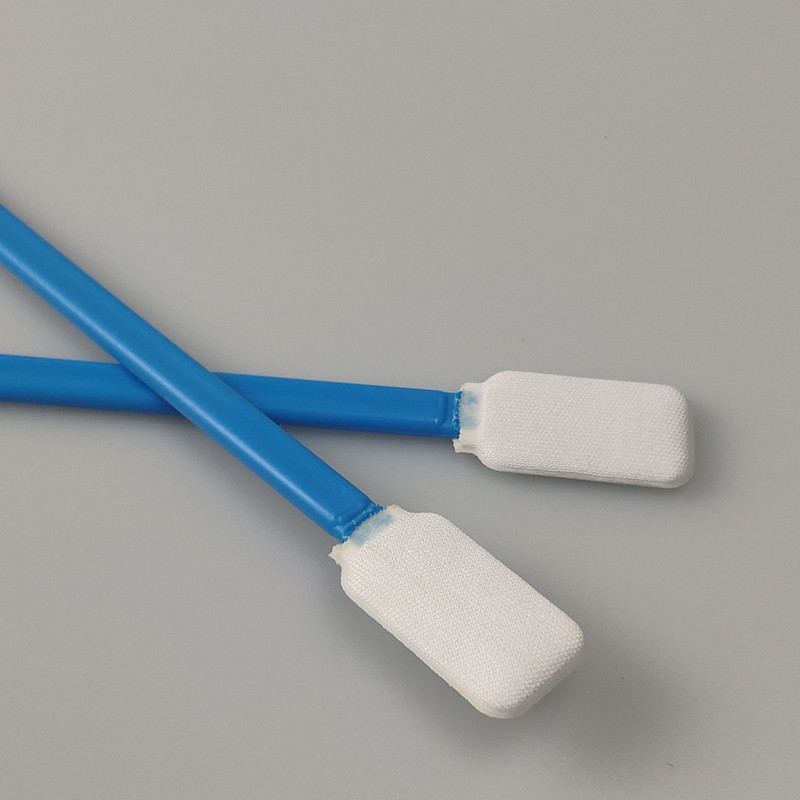 100 PCS 125mm Polyester Tipped Swabs Square Head Blue With PP Stick