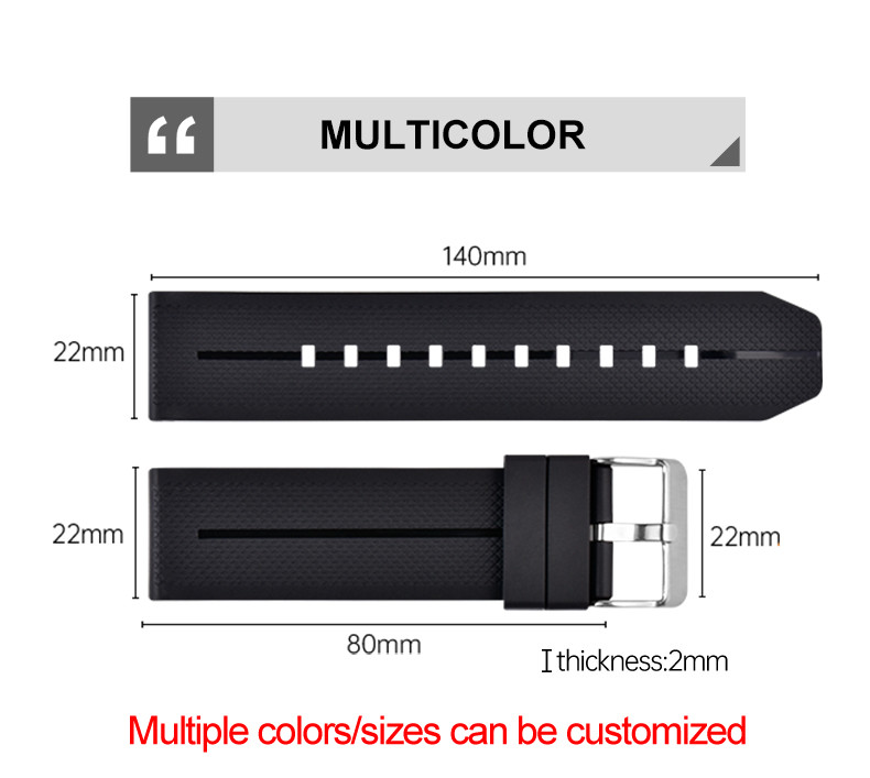 Waterproof TPU Wrist Rubber Watch Strap 22mm Size Quick Release