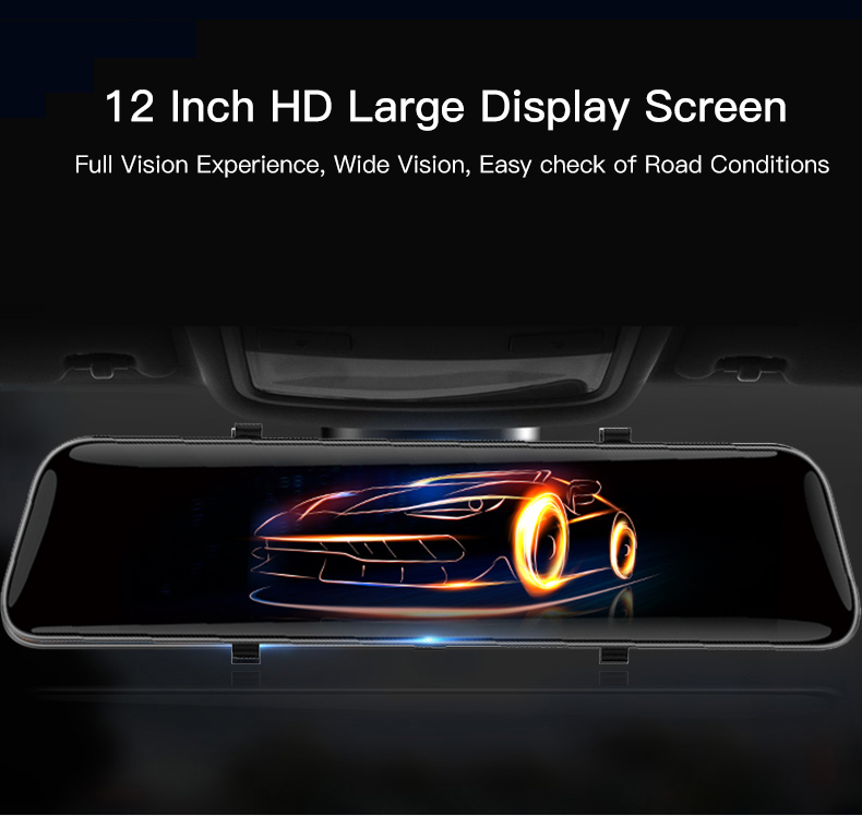 12 Inch LUPA 4K Android Dash Cam 1080P HD Rear View Mirror Recorder