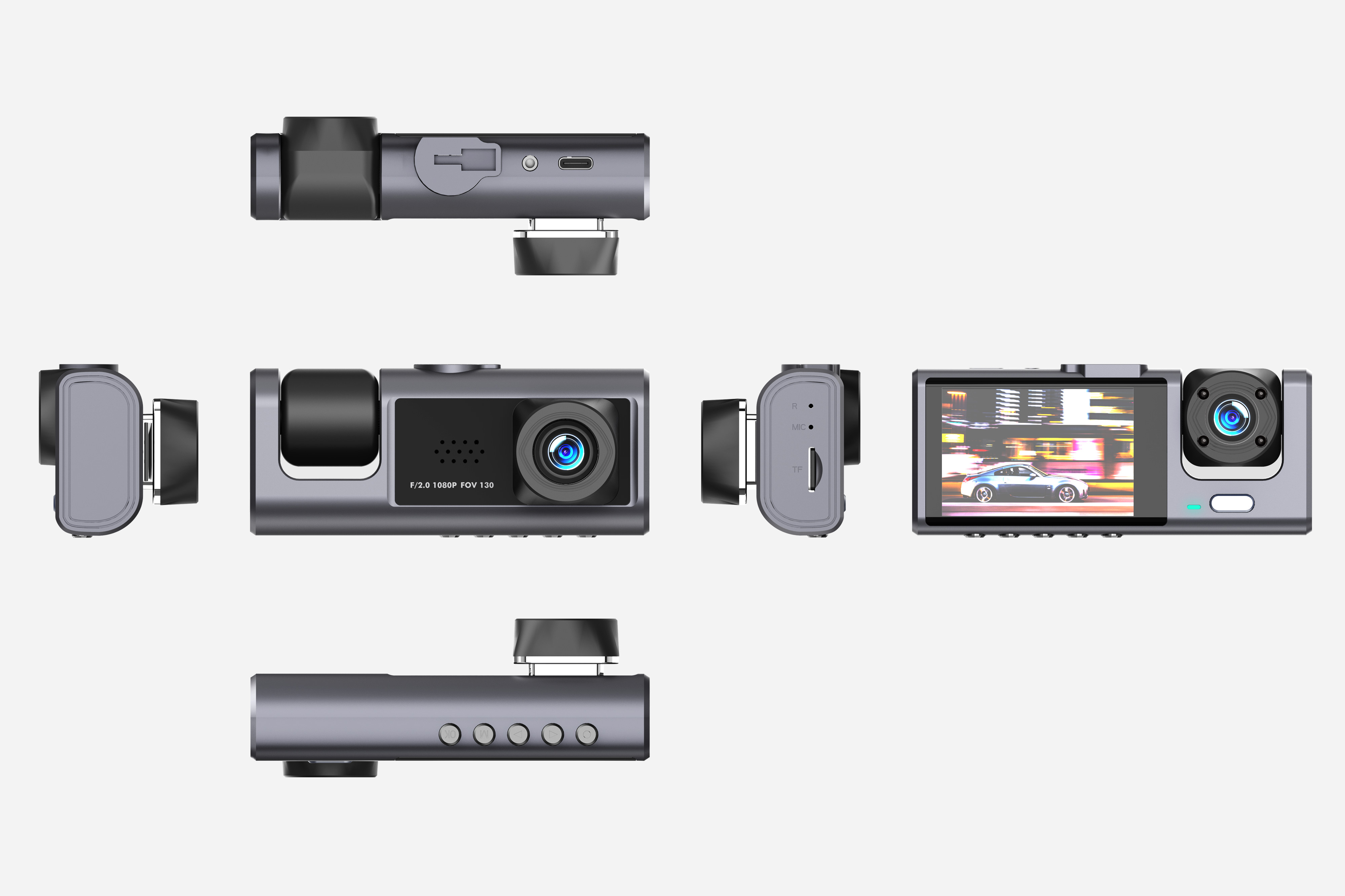 3 Lens Automotive Car DVR Camera Video Recorder HD 1080P Front Rear Inside