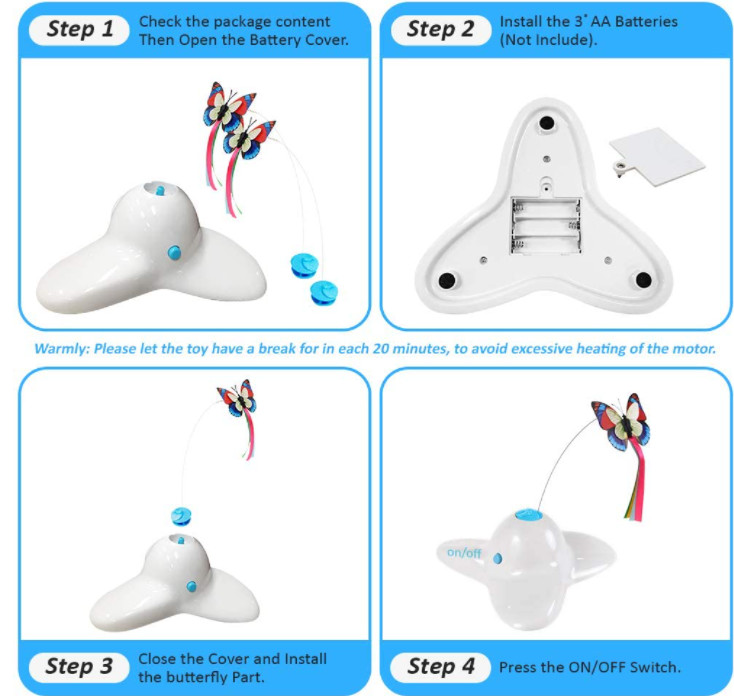 Exercise Electric Interactive Butterfly Flutter Rotating Kitten Toys
