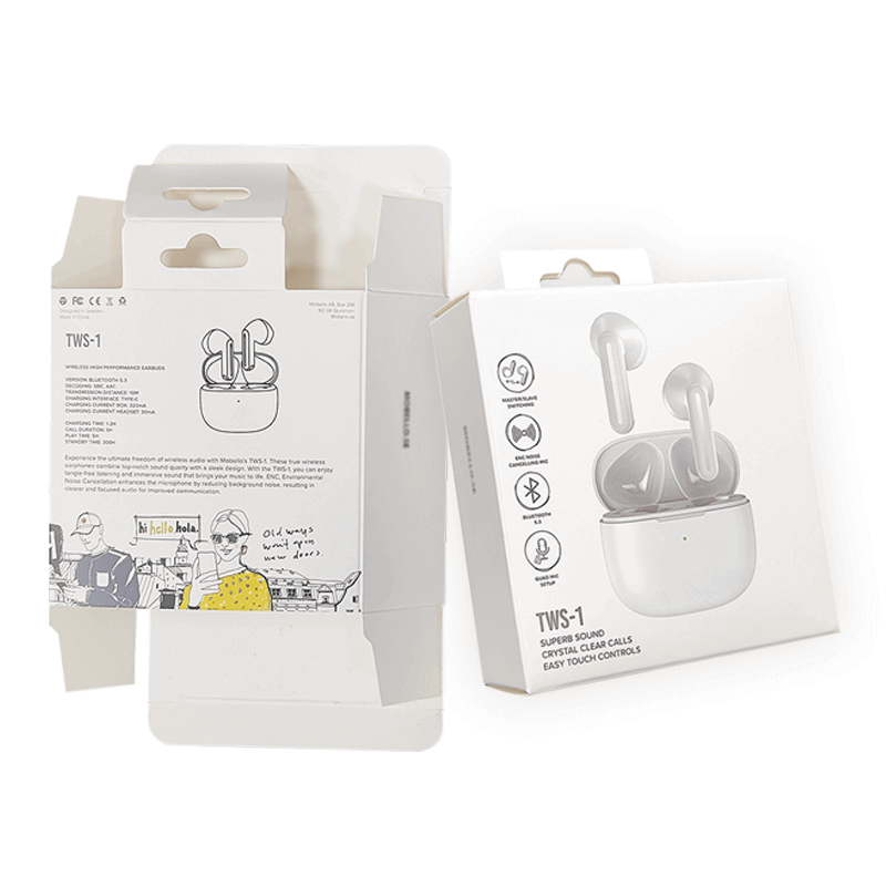 White Paper Tuck End Box Varnishing Headphone Earbud Earphone Box Packaging