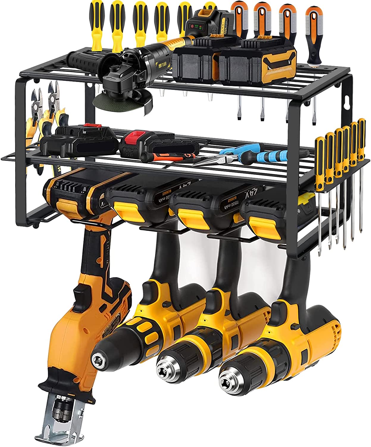 Efficiently Store Your Metal Wall-Mounted Drill Holder with Our Heavy Duty Tool Shelf