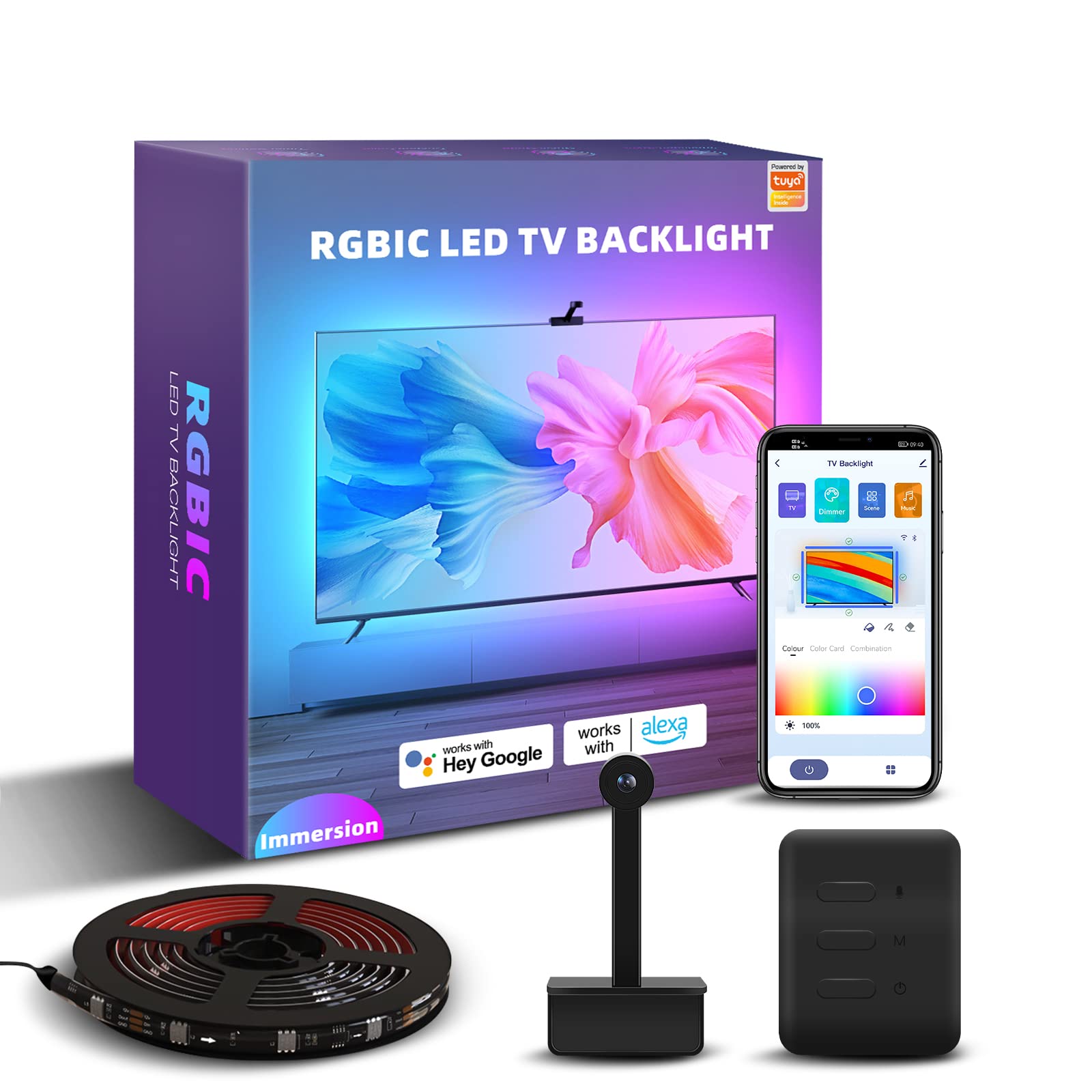 Immersive Smart TV Ambient Lighting Sync WiFi 2.4GHz Voice Control With Camera