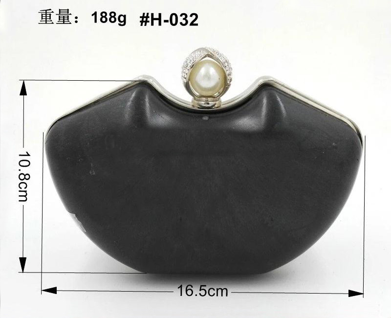 Handbag hardware custom nickel color pearl decoration head metal box clutch frame purse frame