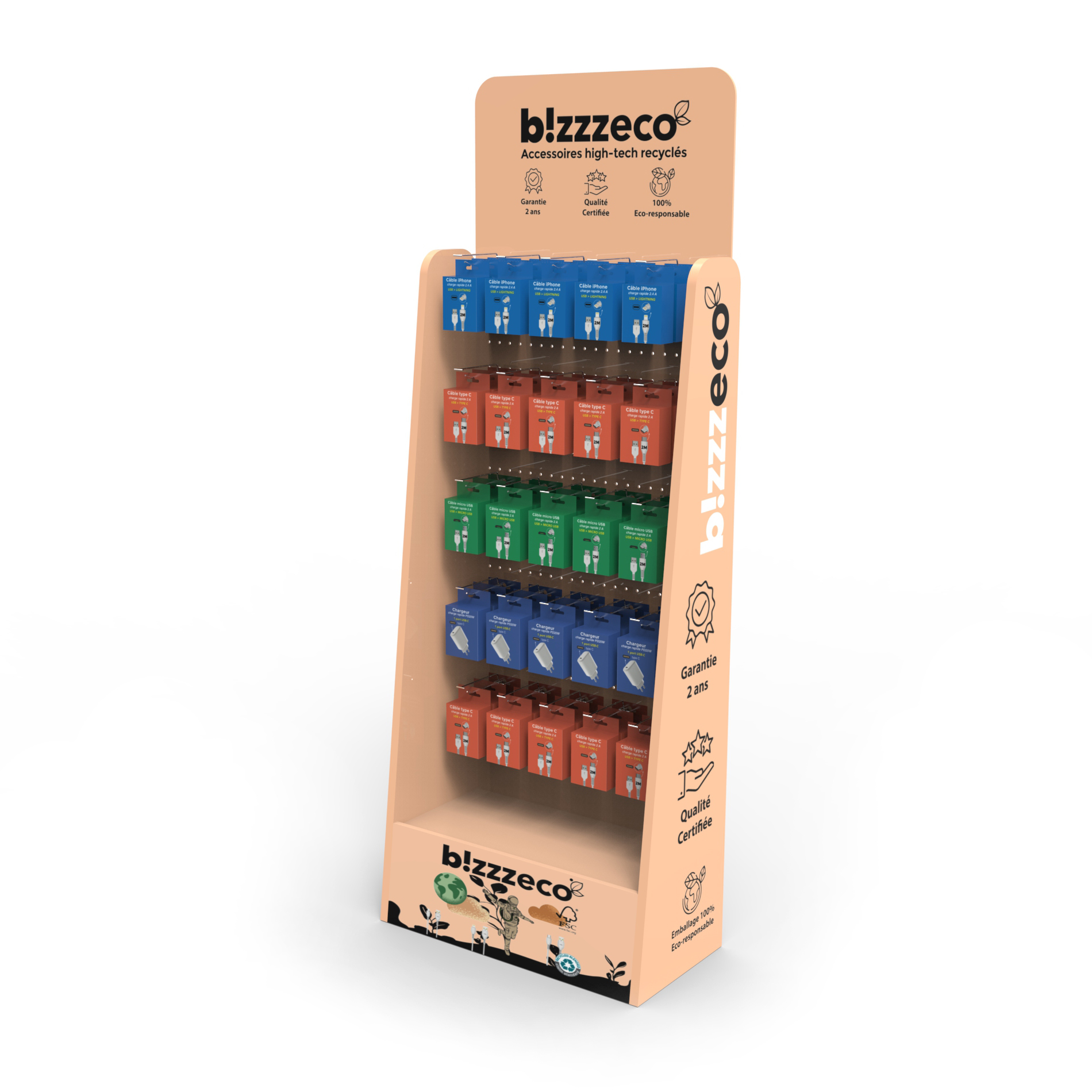 Pegboard Cellphone Accessories Display Stand With Hooks