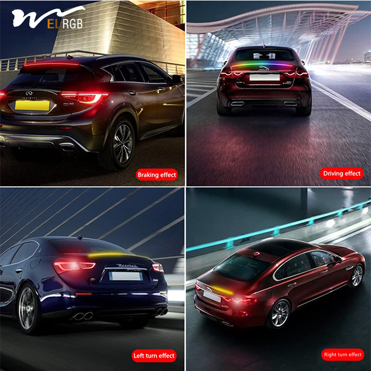 52 Inch RGB LED Car Trunk Rear Spoiler Roof Lip Kit Luminous Design for Performance
