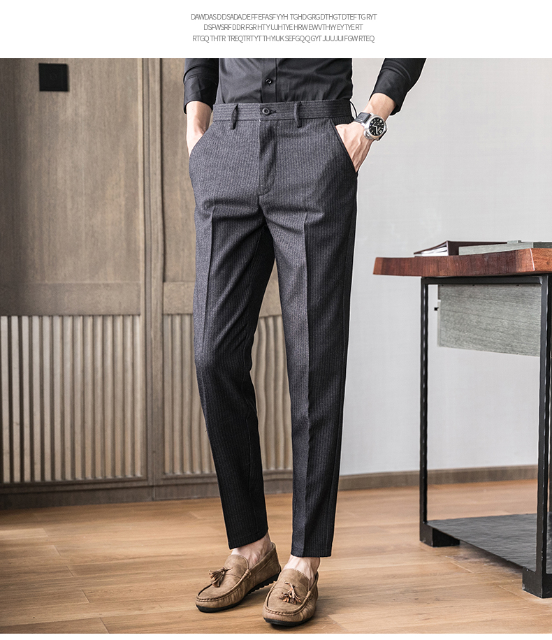 Formal Wedding Wear Men's Suit Pants Blazer Dress Pants with Slim Fit and Zipper Fly