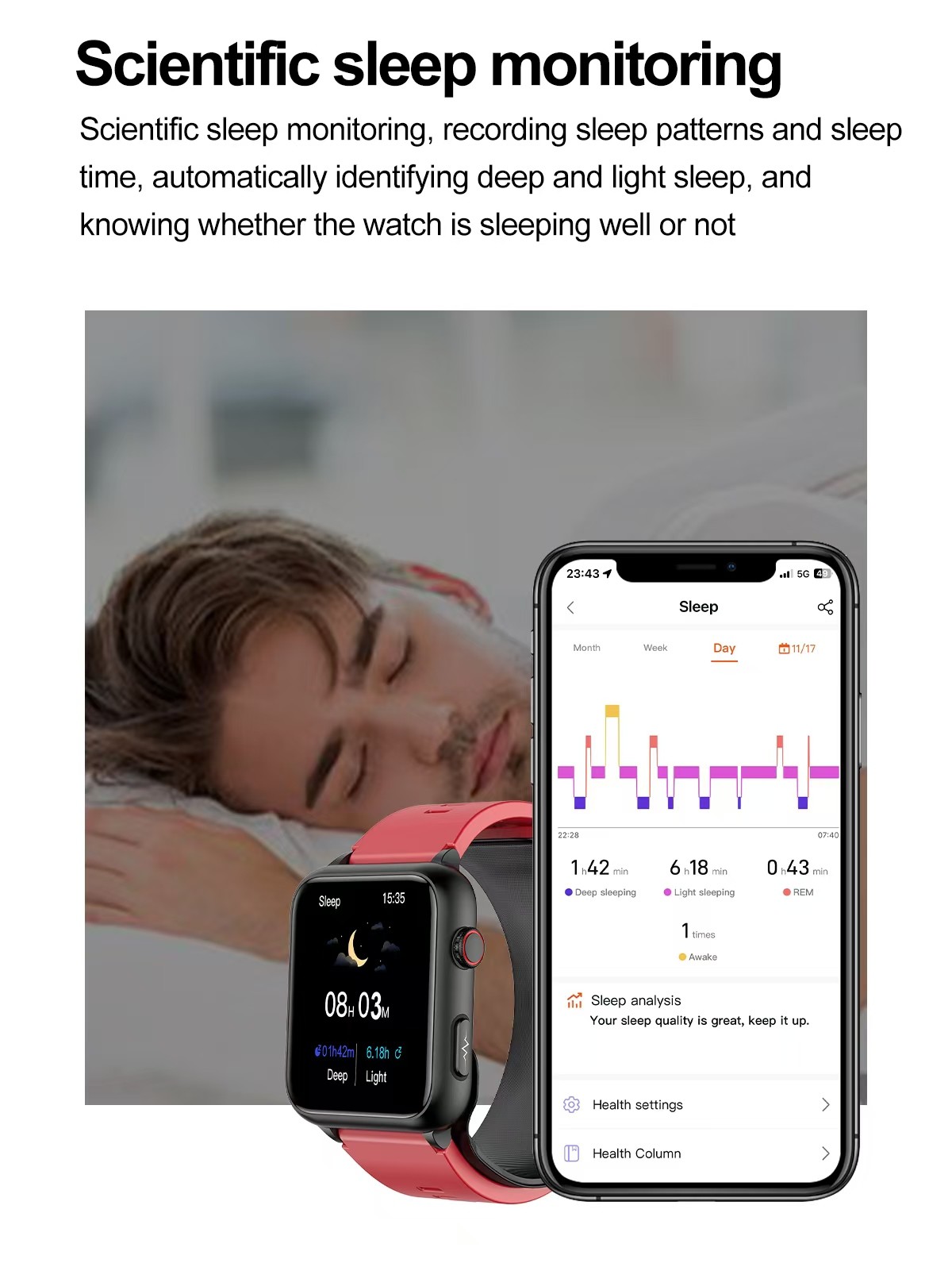 TK63 1.91 Inch Smart Watch ECG And Blood Pressure Sugar Air Pump Type