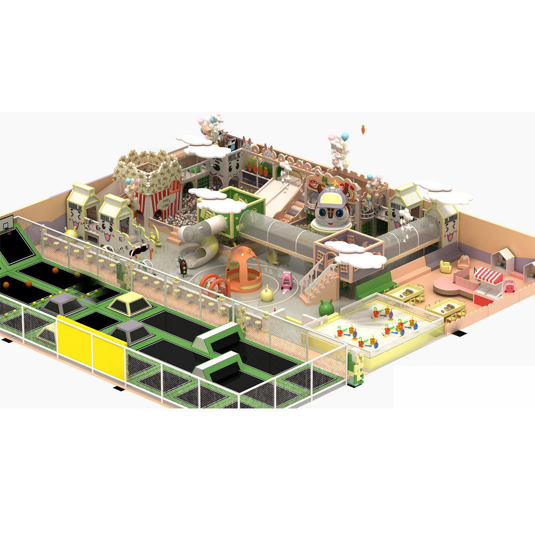 free custom made design kids indoor playground with trampoline