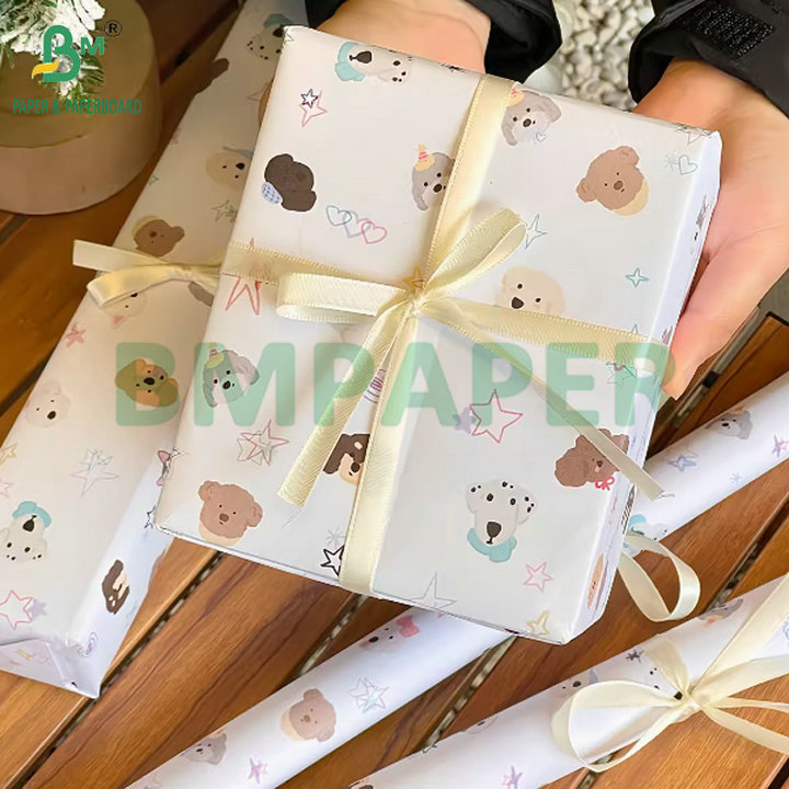 60gsm 65gsm Soft Glossy Light Wight Coated Printable Paper For Christmas Gift Wrapping