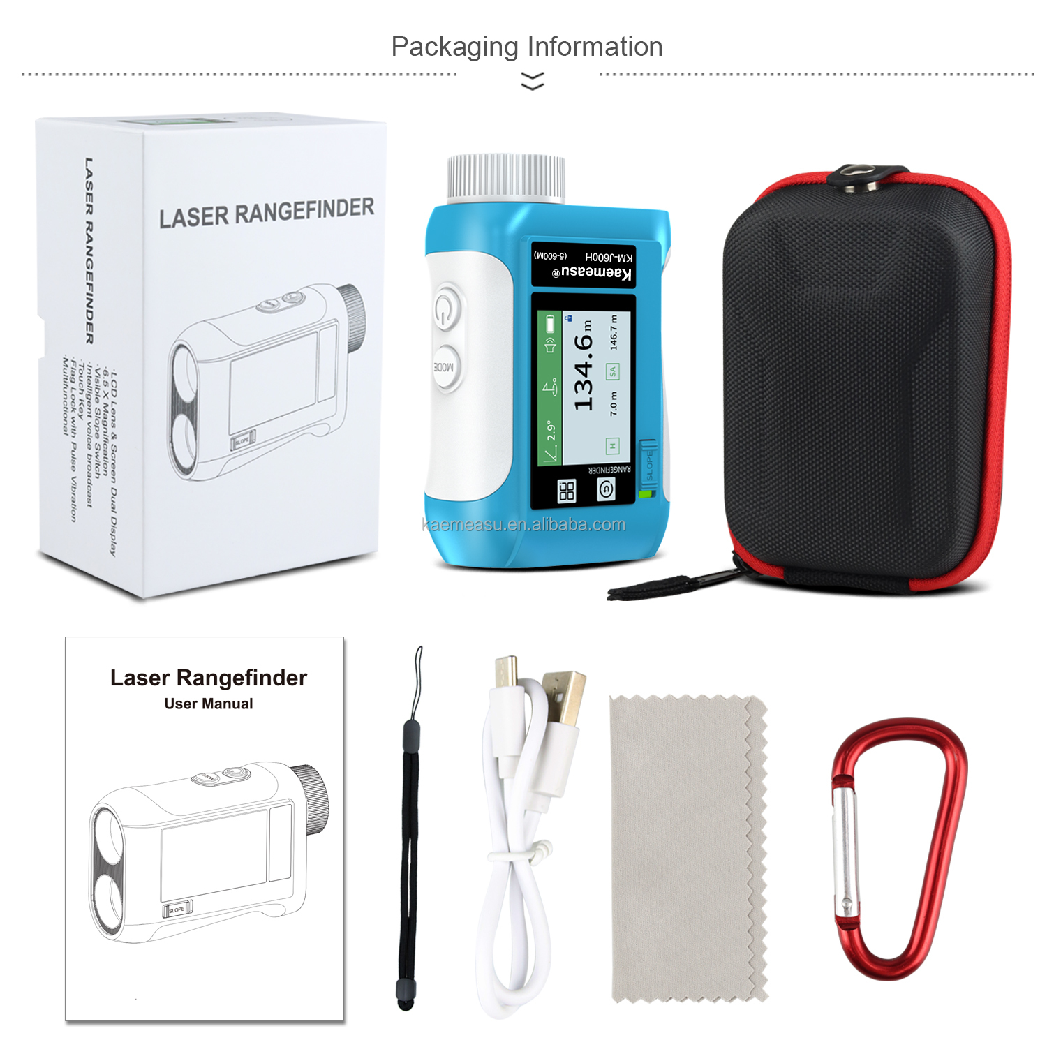 J1500m Multifunction Laser Distance Meter Handheld Measure Level Calculate for Construction Golf Hunting