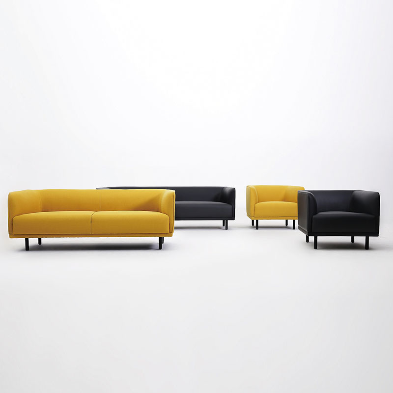 Modern 3 Seater Living Room Sofa Yellow PU Leather Office Sofa Set