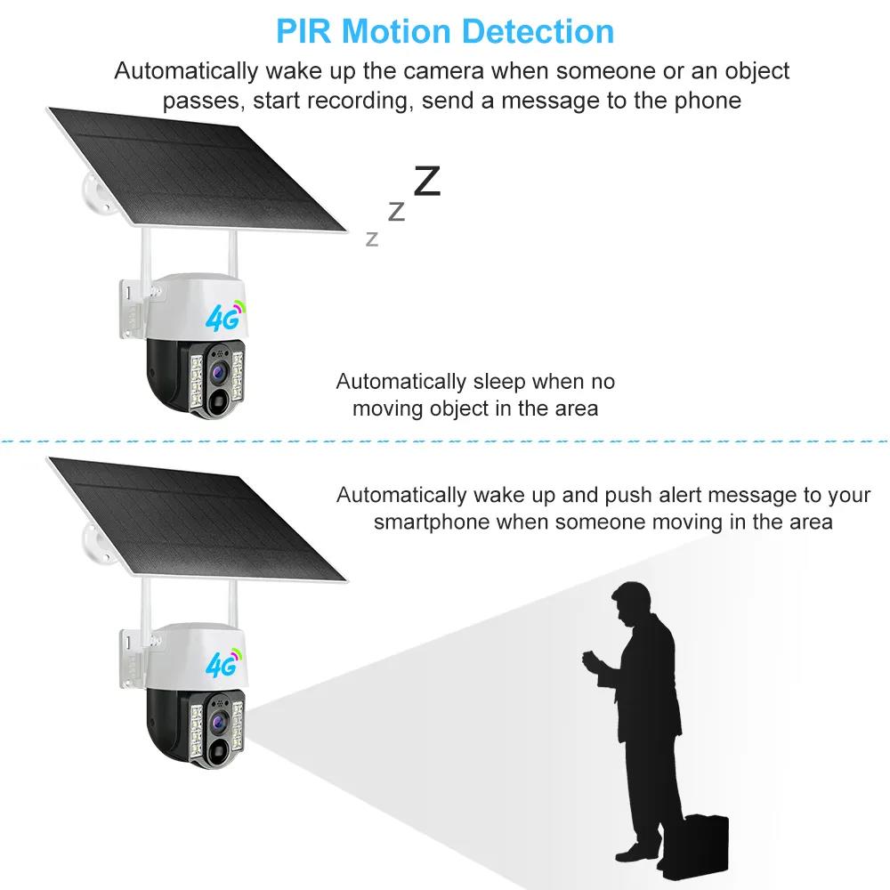 4G Solar CCTV Camera Wireless Outdoor 1080P Solar Battery Powered IP PTZ Camera