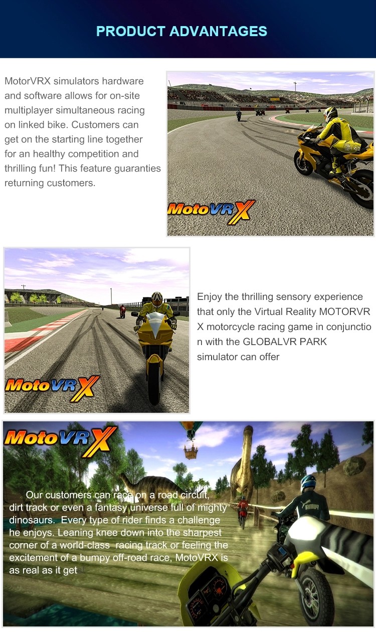 CE Virtual Reality Simulator , RGB LED 220v 4 Players Super Fun Video VR Motorbike Racing Game Machine