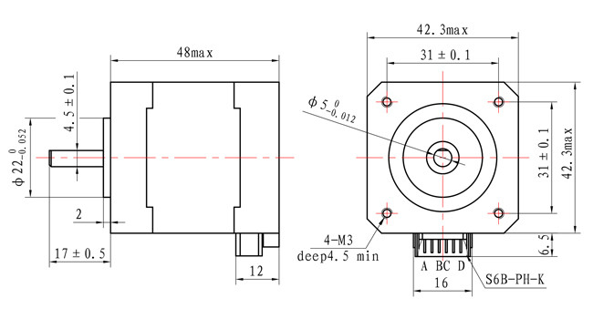 【42SHD0409】High Quality 42*42*48mm Hybrid Stepping Motor 2 Phase Nema 17 12V 42N.cm for xyz axis