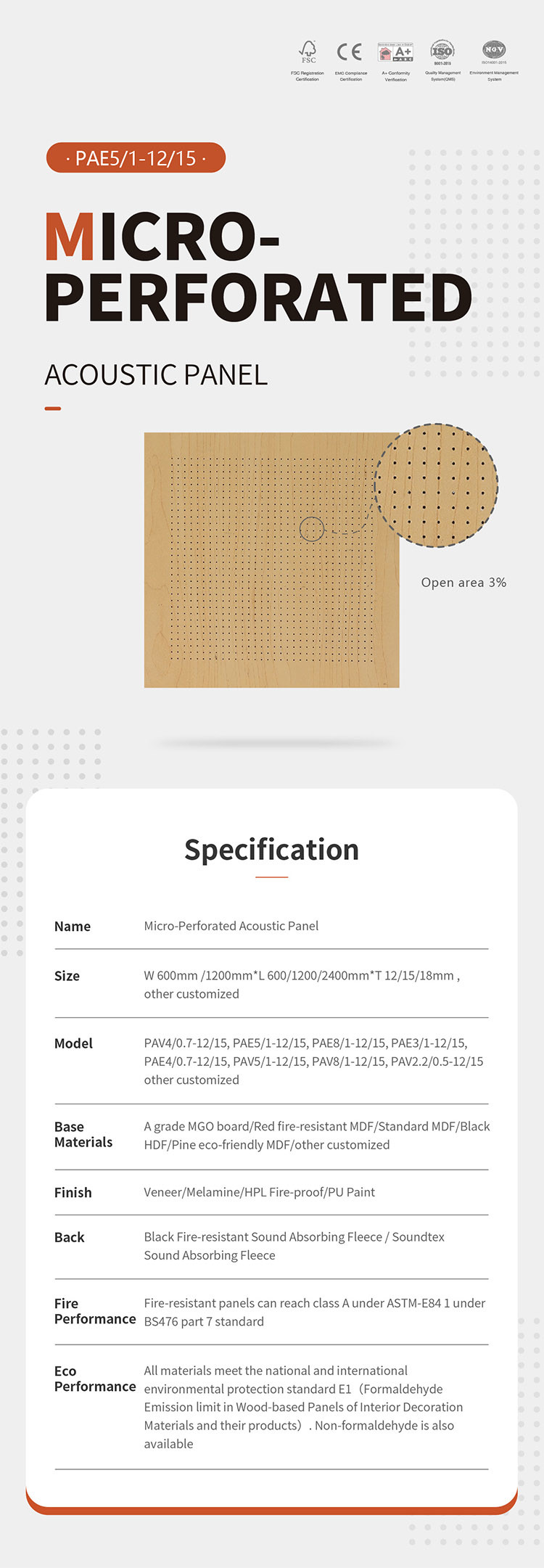 Well Durability Micro Perforated Acoustic Panels Easy Installation