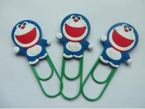 China Lovely Doraemon Rubber PVC Bookmark With Green Clip , Mini Size , Best Christmas Gift For Children on sale