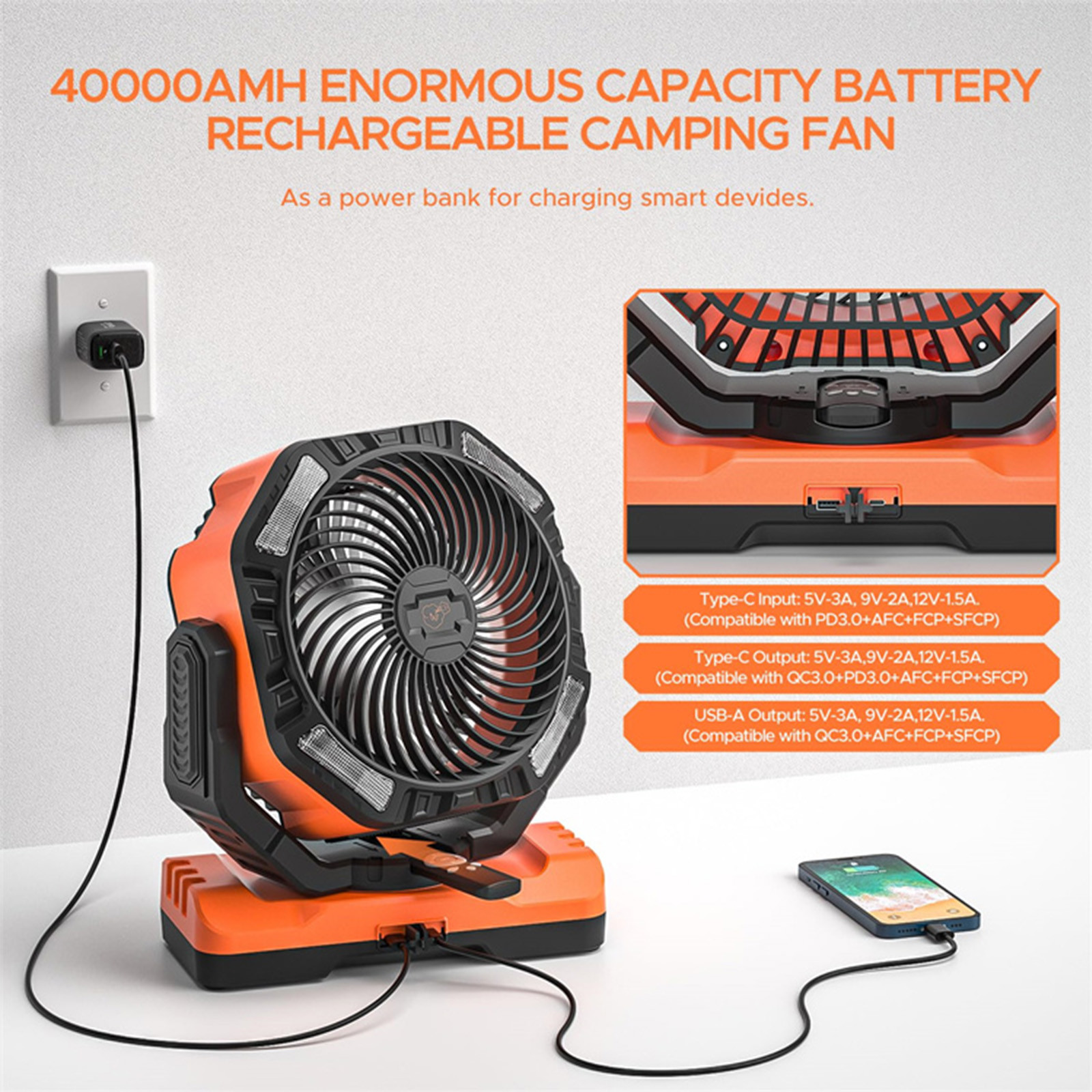 Socool Fan 4kg Multifunctional Portable Fan Power Supply Rechargeable Battery Less Than 50 DB Noise Level