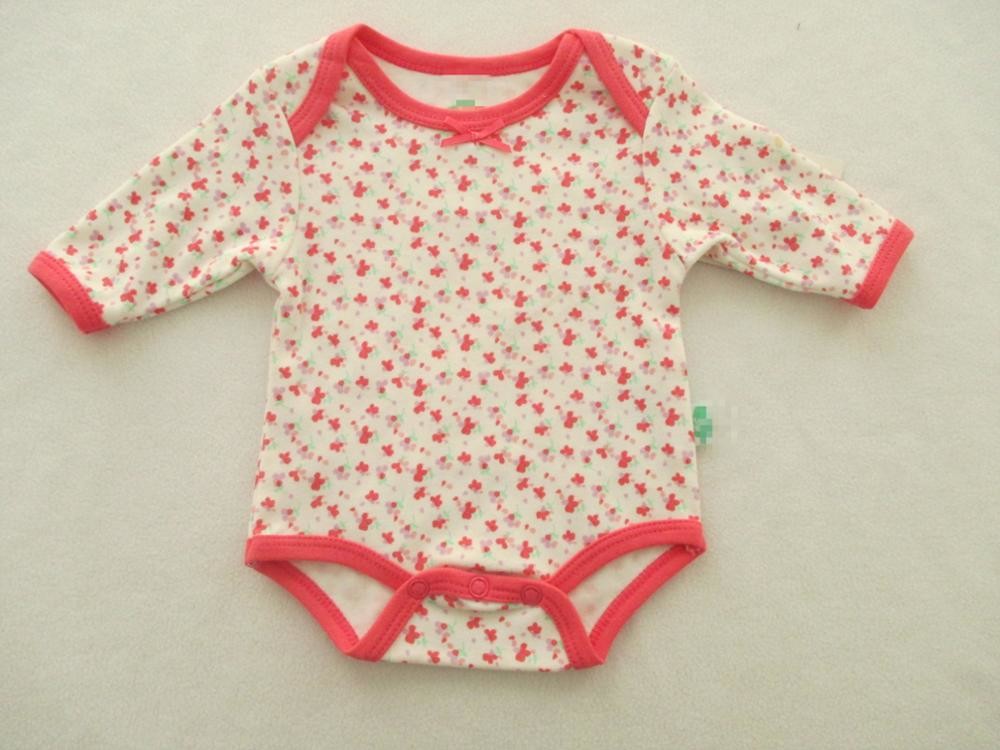 Cotton Cute Interlock Baby Body Sets Baby Footed Rompers All Over Print Solid Color Fabric