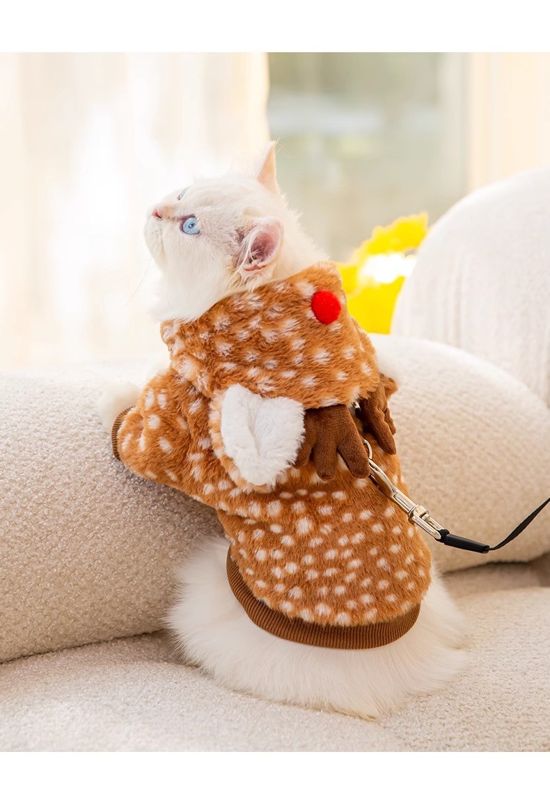 Fall / Winter Christmas Elk Pull Down Fleece Christmas Funky Clothes For Pets
