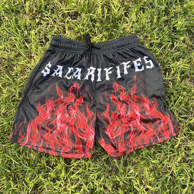 Mei Yue Jogger OEM Custom Gym Running Fitness Cotton Sweat Shorts Letter Printed Double Layer Inseam Summer Mesh Shorts for Men