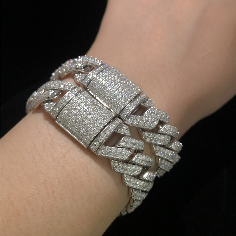 Real S925 Miami Cuban Link Bracelet Silver Jewelry Rose Gold Cuban Link