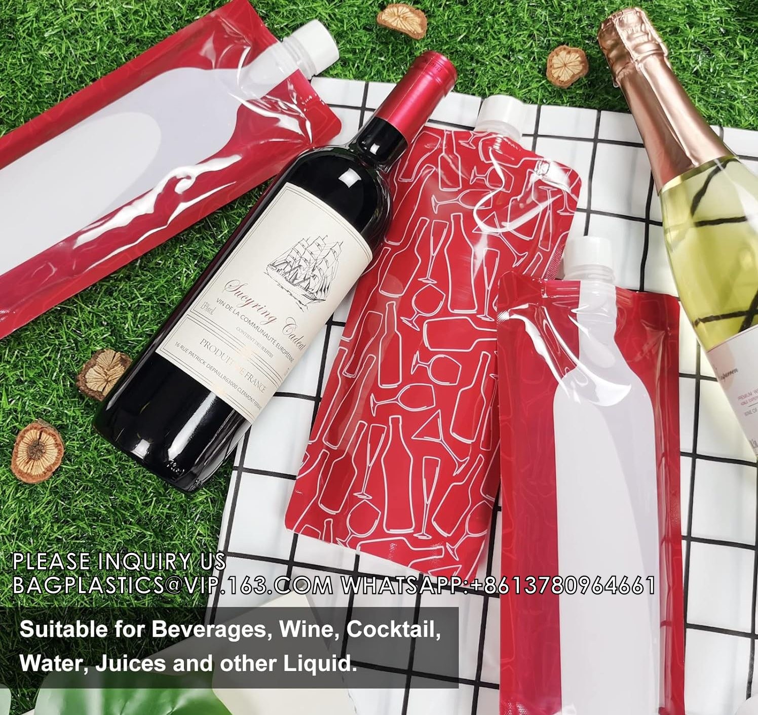 Foldable Wine Bags Travel Wine Bags Wine Pouch With Collapsible Funnel Wine Bottle Bag Flask For Travel,Party
