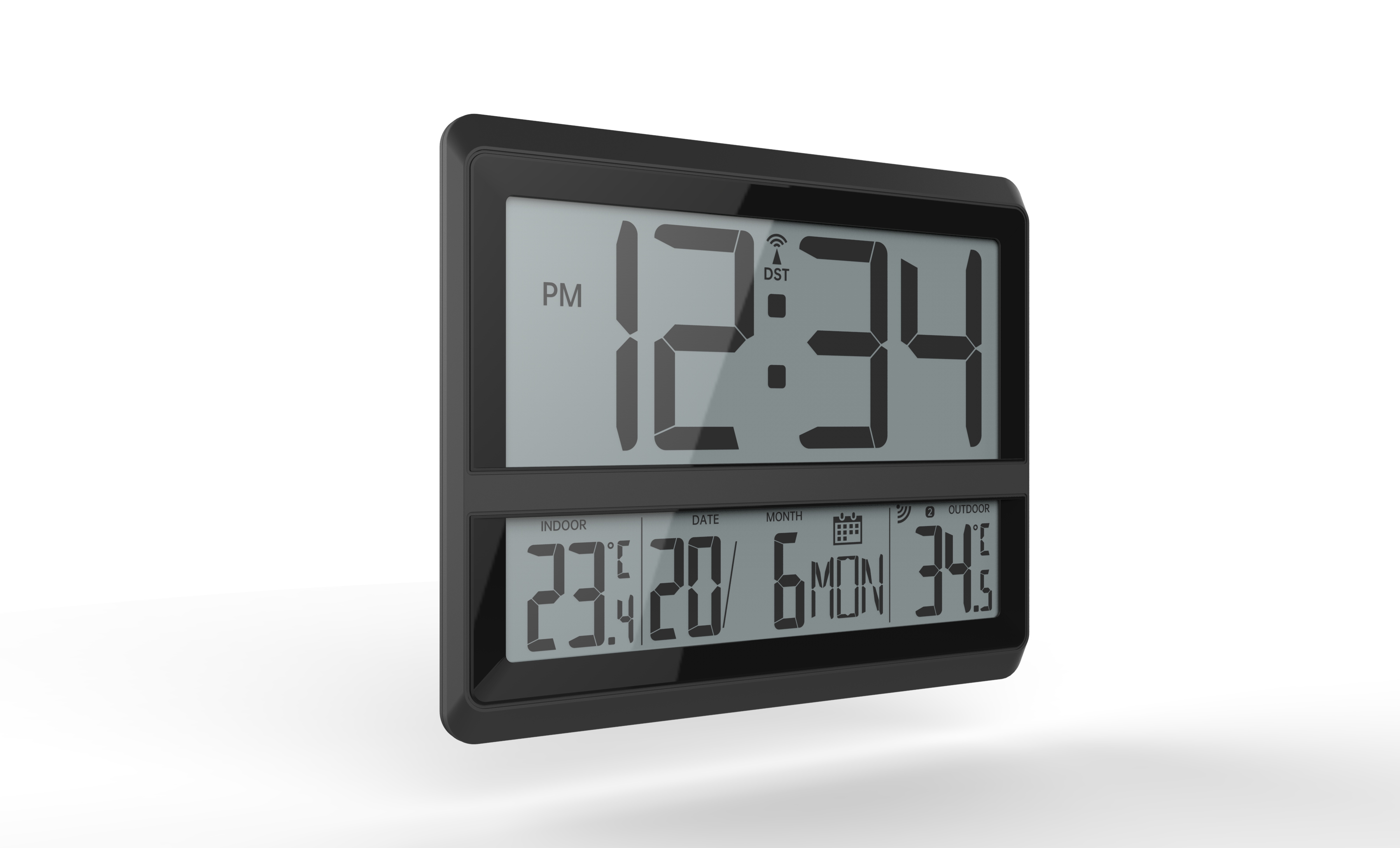 Radio-controlled Digital Table Clock with Indoor Outdoor Temperature 22.6 x 2.7 x 18.8cm