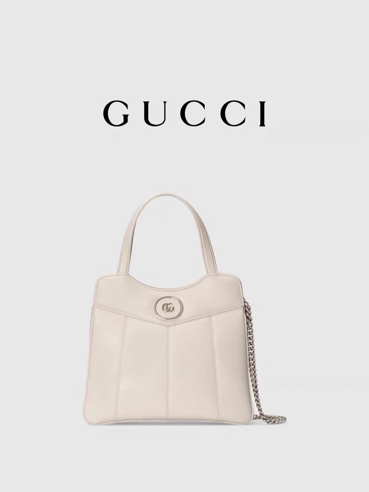 Leather Palladium Tone Gucci Tote Mini Classic Silhouettes