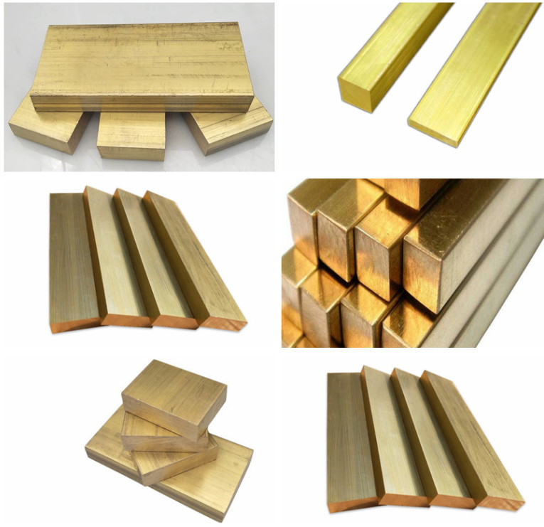 Golden Fade Resistant Square Brass Flat Bars SGS Certification