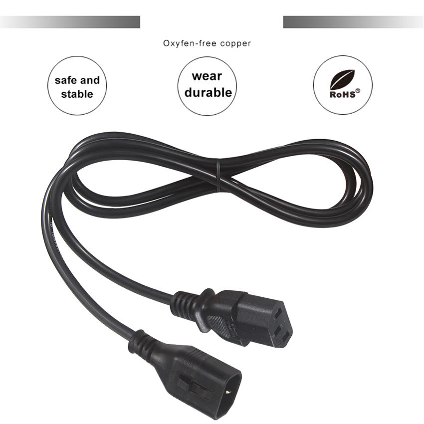 OEM 1.5M Computer AC Electric Power Cord IEC C14 Plug To IEC C13 Female Connectors