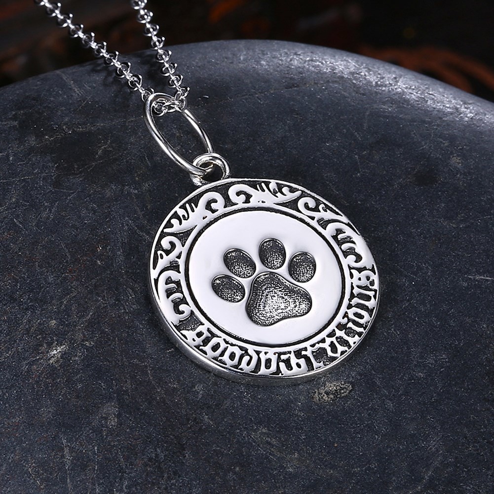 16in 0.9g Paw Print Necklace Lovely 3A CZ 925 Silver Necklace