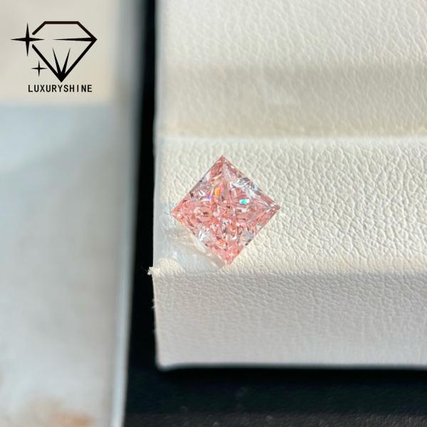 LuxuryShine 1-10CT Princess Shape Fancy pink Lab Grown Diamond VVS-VS Loose Diamonds Customized jewelry with IGI Certificate