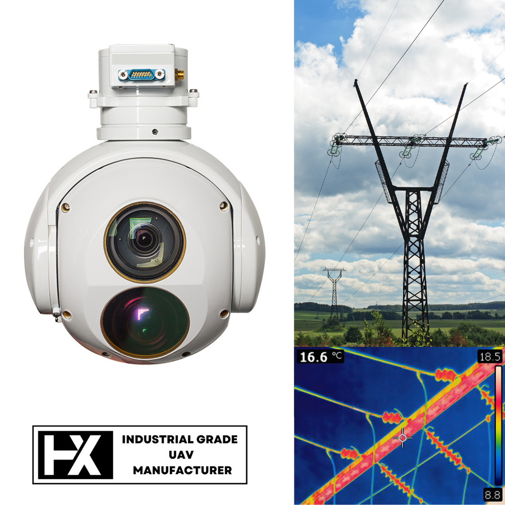 HXTS01C 15KM Target Detection Identification Drone Pods 1KG Weight 2 Axis 640X512 Thermal Resolution HXTS01C