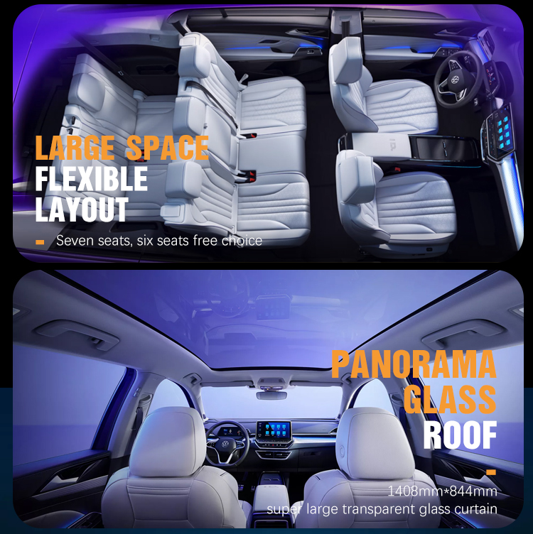 Small Electric Vehicle Vw ID6 2023 EV RHD Car with 7-Seater Electric SUV and Ternary Lithium Battery in White Exterior