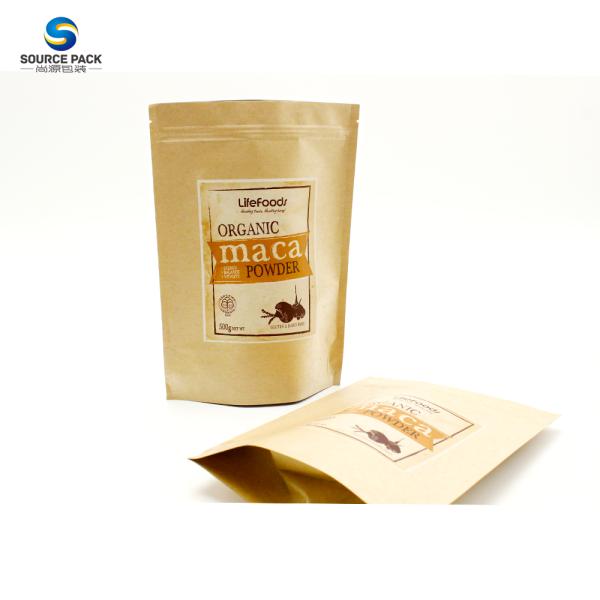 Wholesale Zipper Stand Up Pouch Aluminum Foil Moisture Proof Kraft Paper Bag
