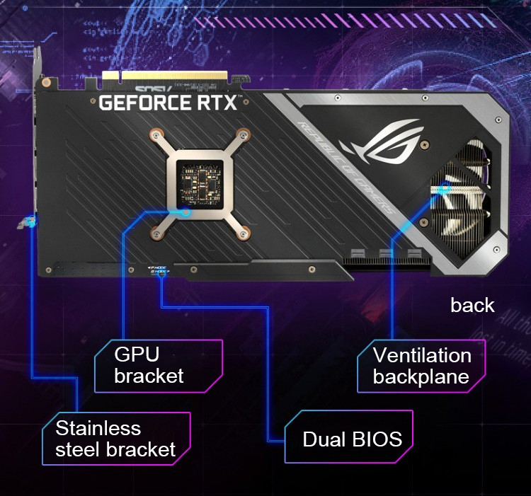 256bit GDDR6X Desktop Graphics Card ASUS NVIDIA ROG-STRIX-RTX3070Ti-O8G-GAMING