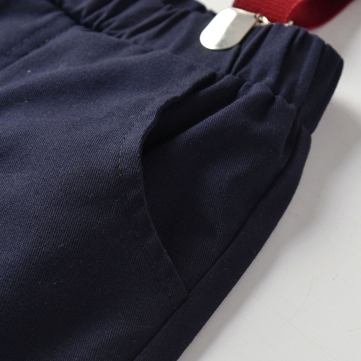 Bow Tie Polo Neck Top With Pants Boys Suit Baby Suspenders Outfit